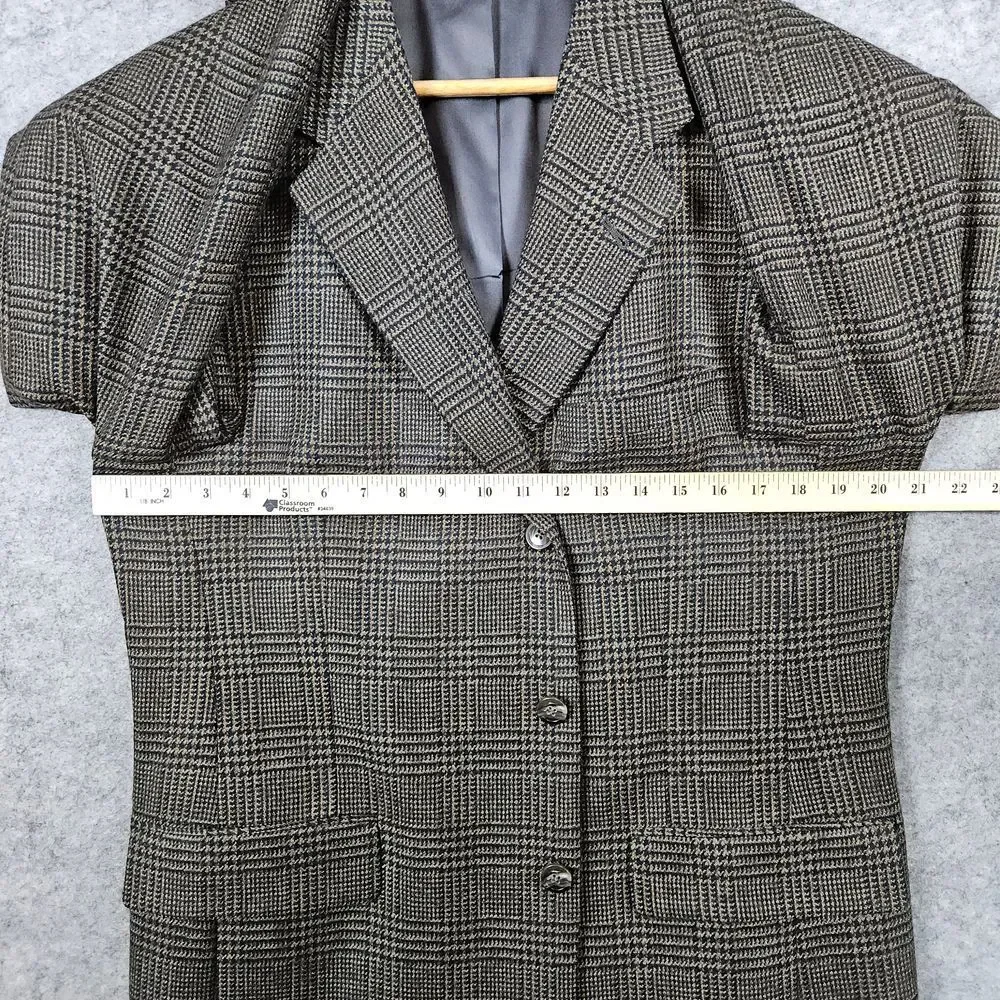 Hart Schaffner Marx Men's Brown Blazer Size 42R 100% Wool Nailhead Windowpane‎